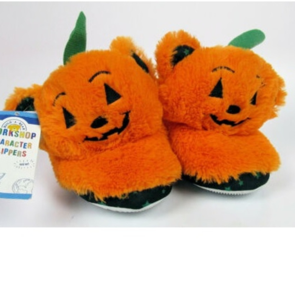 Boys Girls Build a Bear Halloween PUMPKIN Slippers